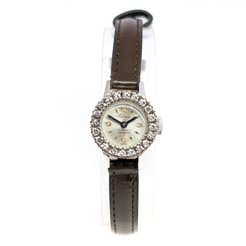 Vintage Felicia 18ct White Gold Diamond Bezel Manual-Wind Ladies Watch #63621 - Image 8