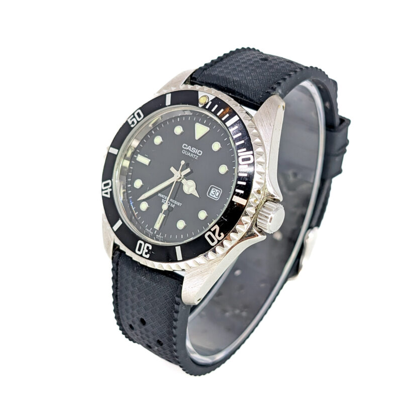 Casio Black Submariner MTD-1010 100m Quartz 40mm Divers Watch #65051