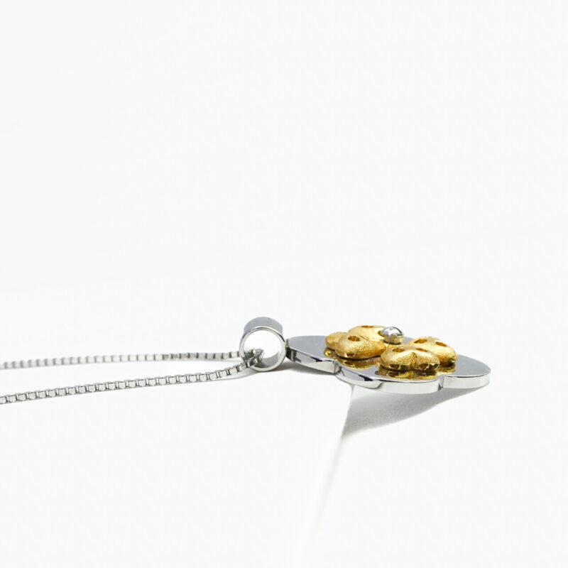 Sterling Silver Chain with Base metal & 24ct Yellow Gold Spinner Clover Pendant #62820 - Image 4