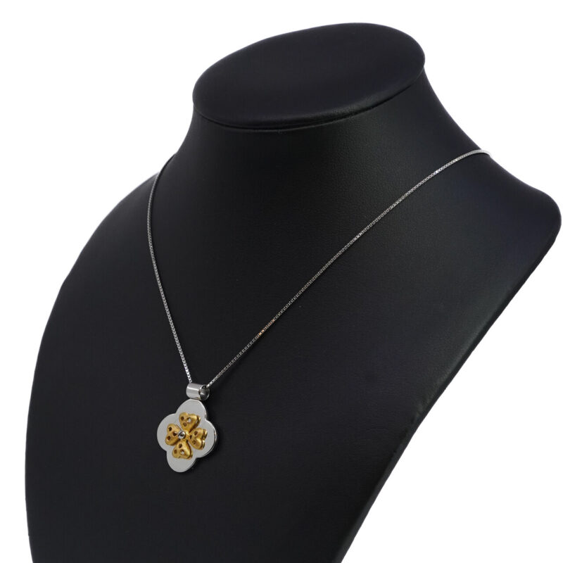 Sterling Silver Chain with Base metal & 24ct Yellow Gold Spinner Clover Pendant #62820 - Image 2