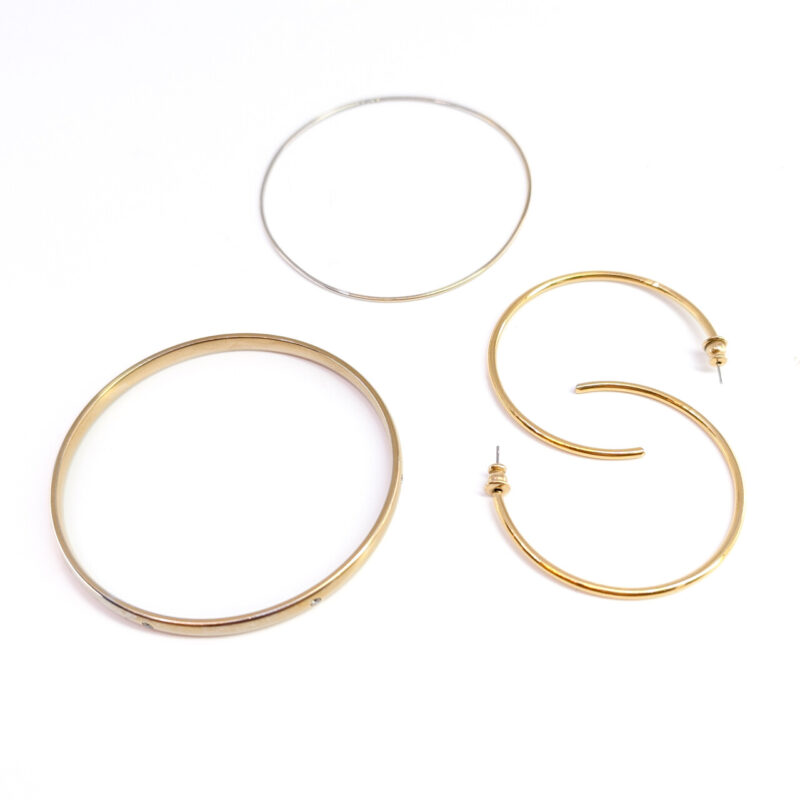 Gold-Plated Jewellery Set of Bangles & Earrings – CZ #65438 - Image 3