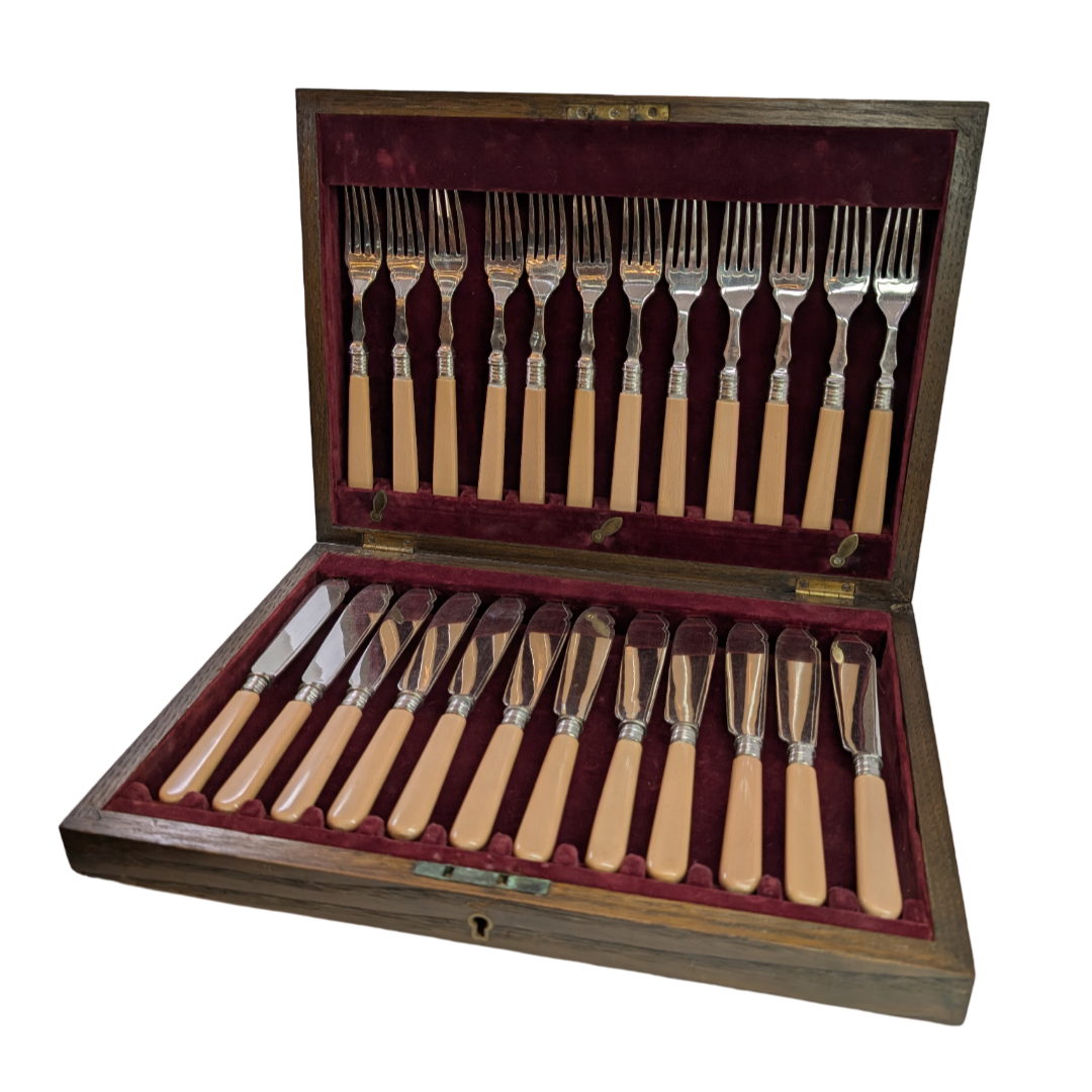 Vintage Cutlery Set EPNS Set Of 24 (12 Fish Forks & 12 Fish Knives) #65181