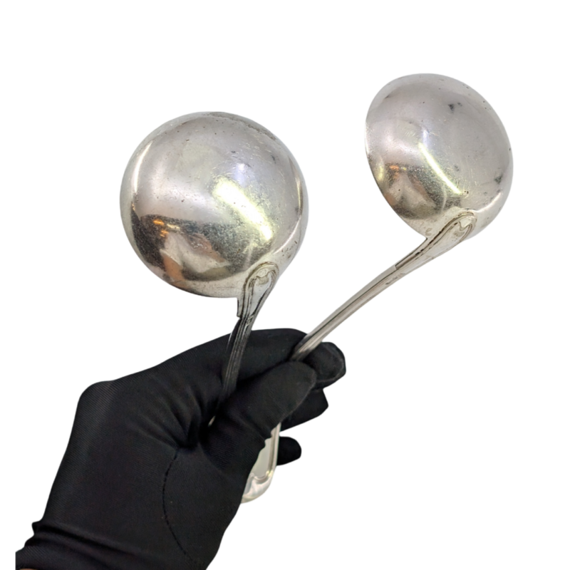 Christofle - Antique Silver-Plated Ladles Pair - Chinon #65197-1