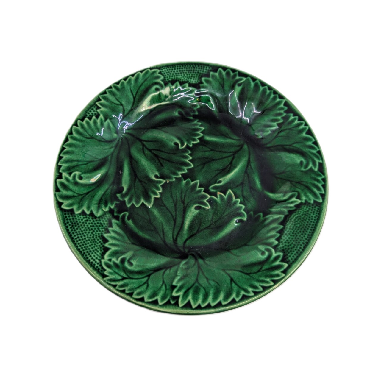 Antique Clairefontaine France Majolica Greenware Plate Regal & Sanejouand 1860-1885 #65526 Antique Clairefontaine France Majolica Greenware Plate Regal & Sanejouand 1860-1885 #65526