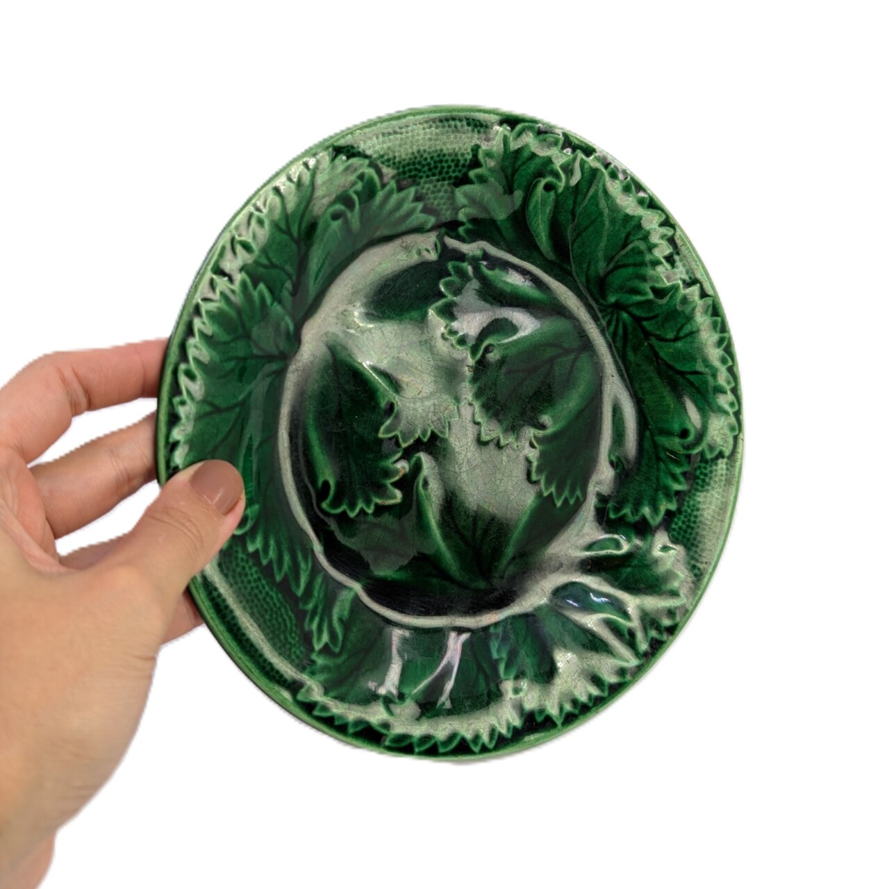 Antique Clairefontaine France Majolica Greenware Plate Regal & Sanejouand 1860-1885 #65526 Antique Clairefontaine France Majolica Greenware Plate Regal & Sanejouand 1860-1885 #65526 - Image 2