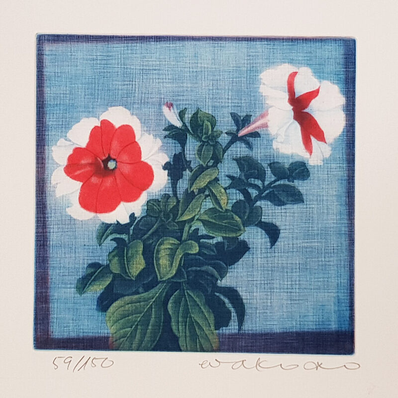 Wako Ito Petite Petunia Flowers mezzotint Print 59/150 | Hand Signed & Numbered #64744 - Image 2