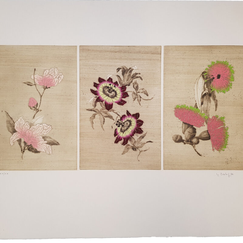 Yannick Ballif Flowers Set of 3 Aquatint on Wove Paper Print | Hand Signed #64757 - Image 2