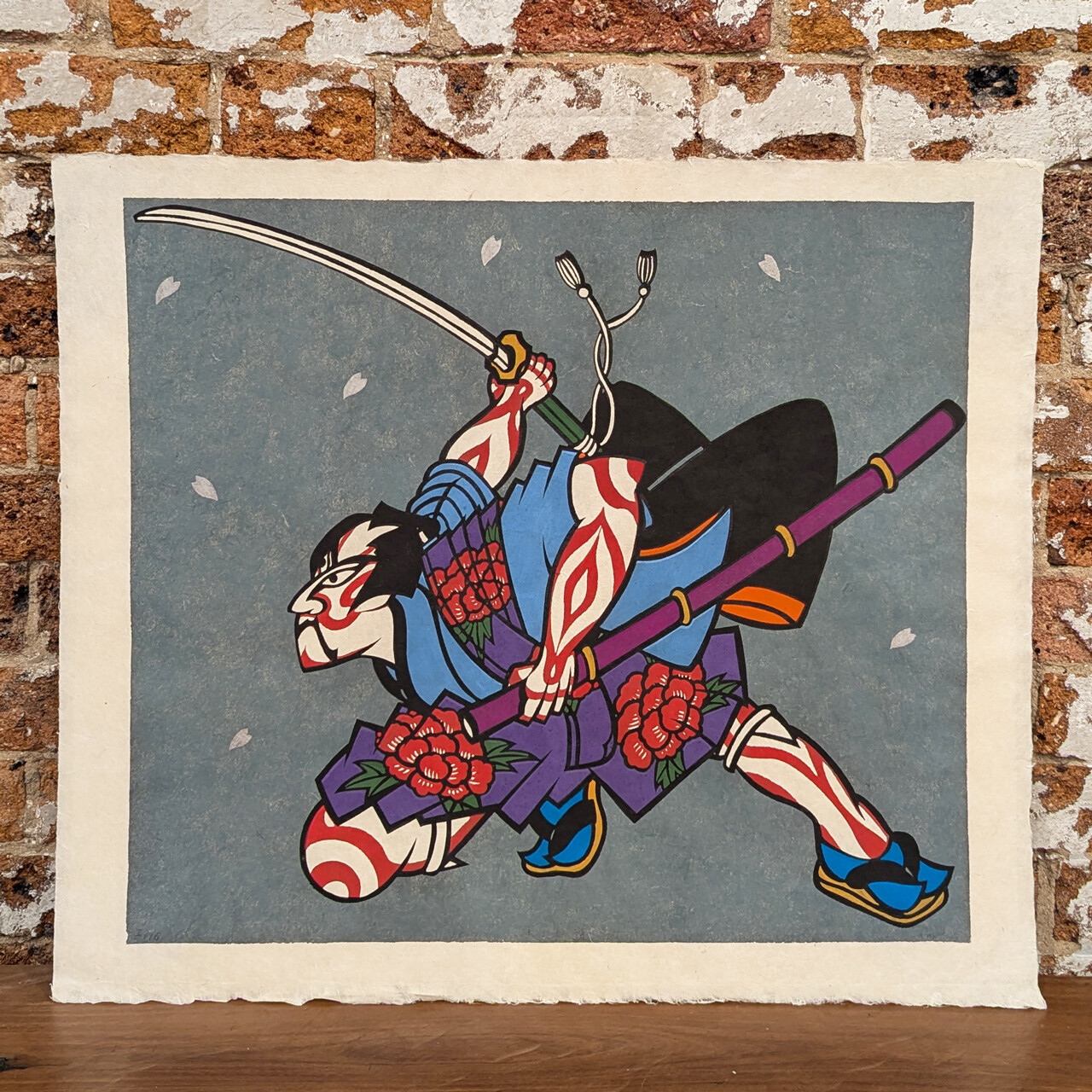 Hiromitsu Takahashi Japanese Kabuki Samurai Large Stencil On Washi