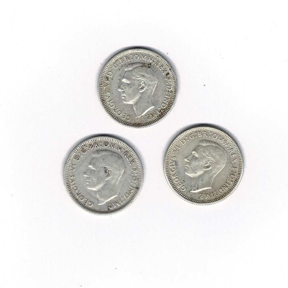 1942s 1943s & 1944 Australian Shilling Coin Collection - KGVI 92.5% / Sterling Silver #65053-4 1942s 1943s & 1944 Australian Shilling Coin Collection - KGVI 92.5% / Sterling Silver #65053-4 - Image 2