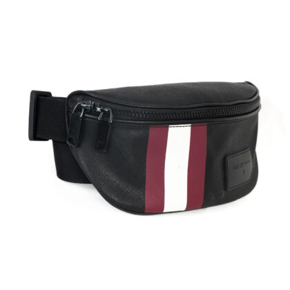 Bally Sonni Belt Bag – Black with Red and White Stripe #59979