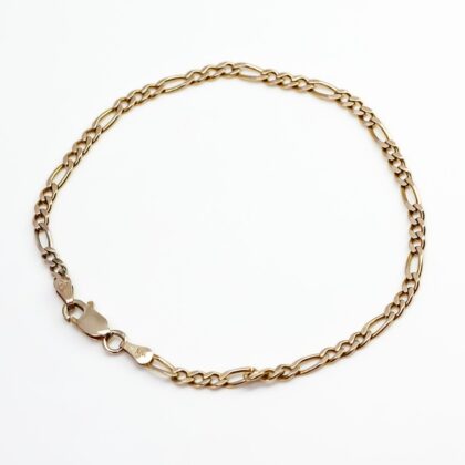 9ct Yellow Gold Figaro Link Chain Bracelet 19cm - NZ #65544