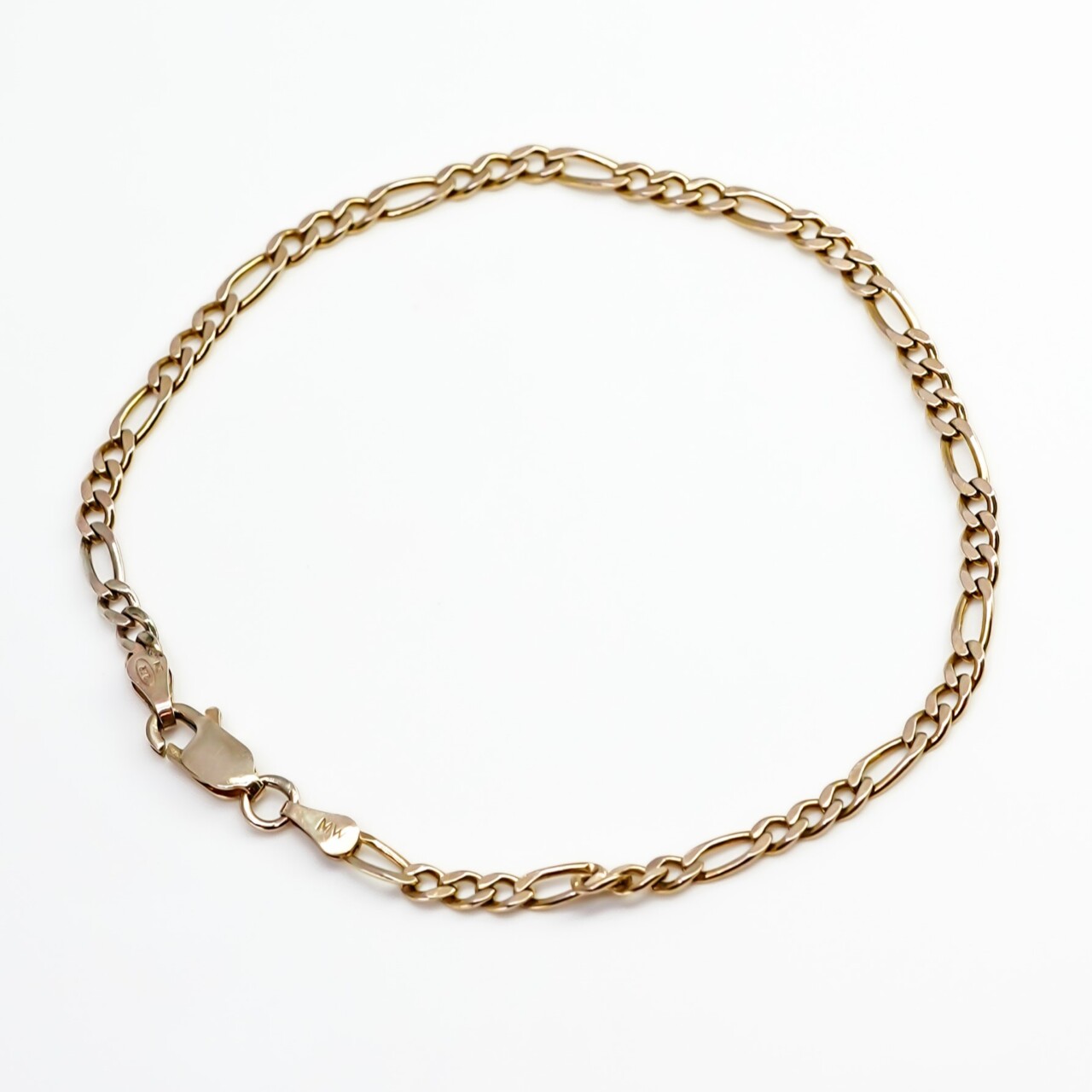 9ct Yellow Gold Figaro Link Chain Bracelet 19cm – NZ #65544