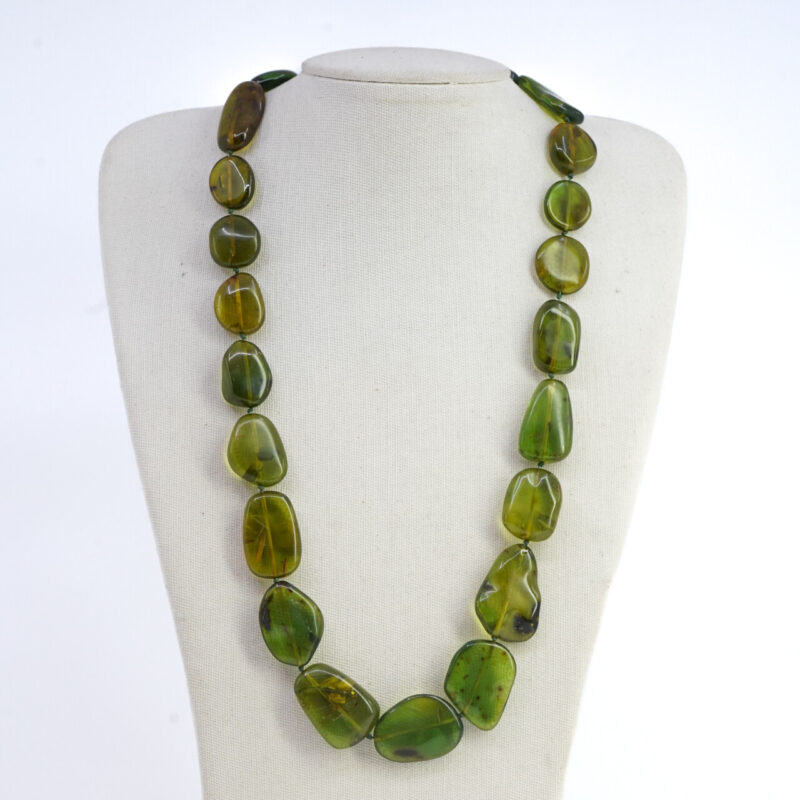 Green Amber Bead Necklace –  53cm #65686