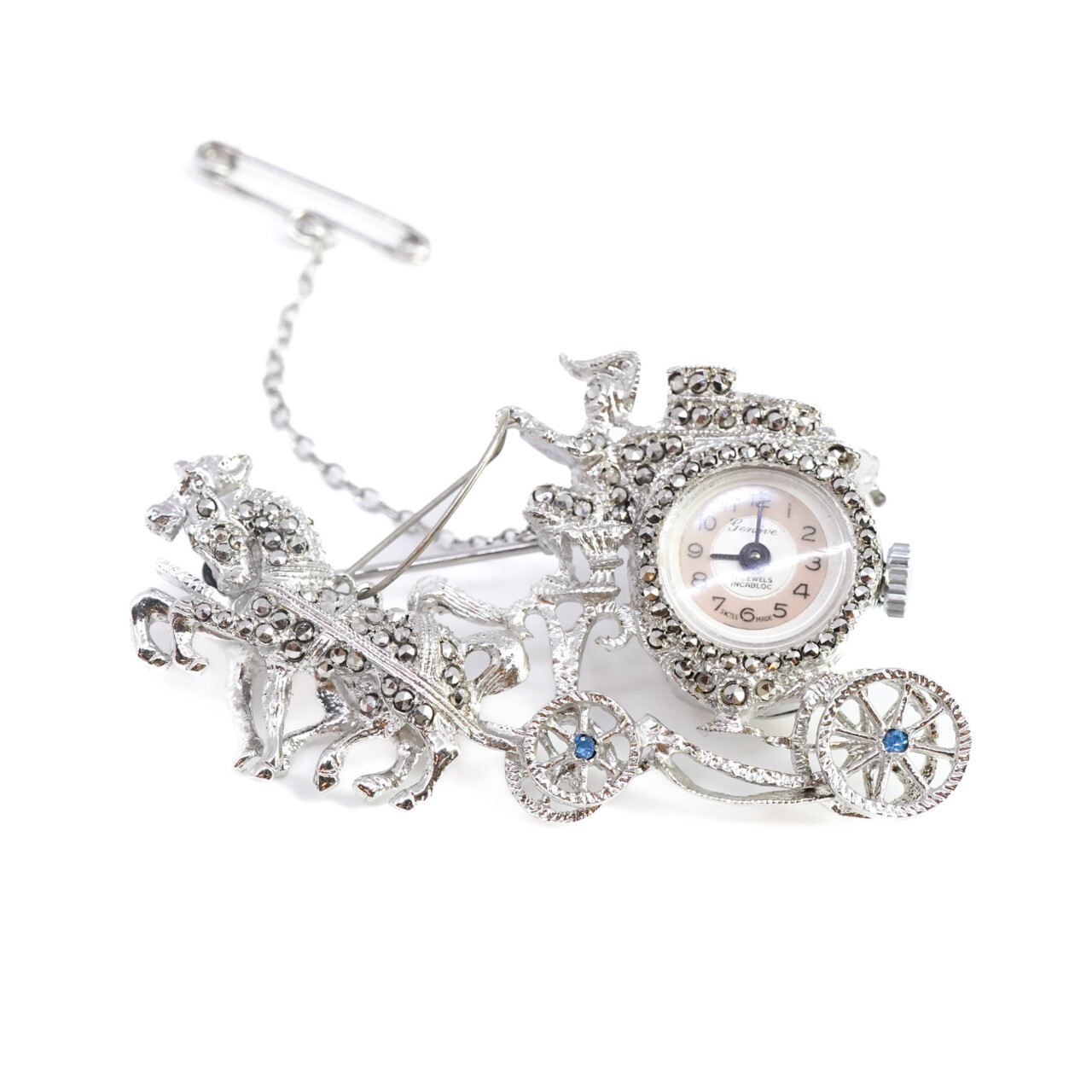 Vintage Coronation – Elizabeth II – Marcasite Manual-Wind Watch-Brooch c.1953 #65255