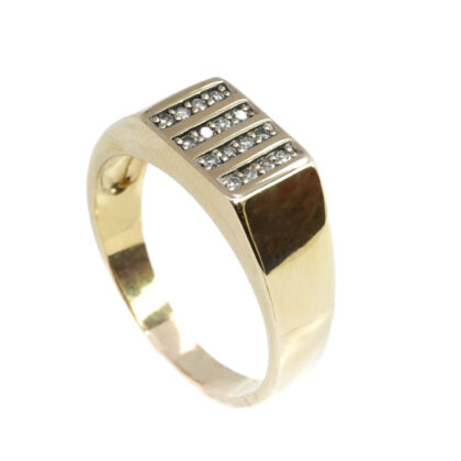 9ct Yellow Gold Men's Diamond Signet Ring Size Z 1/2 #65772