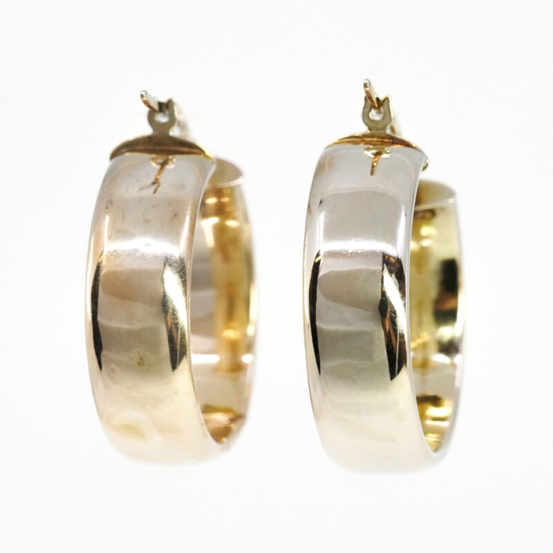 9ct Yellow Gold Wide Hoop Earrings #65583 - Image 11