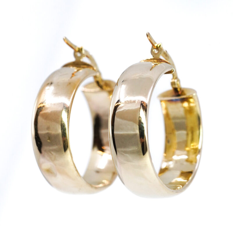 9ct Yellow Gold Wide Hoop Earrings #65583 - Image 10