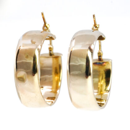 9ct Yellow Gold Wide Hoop Earrings #65583