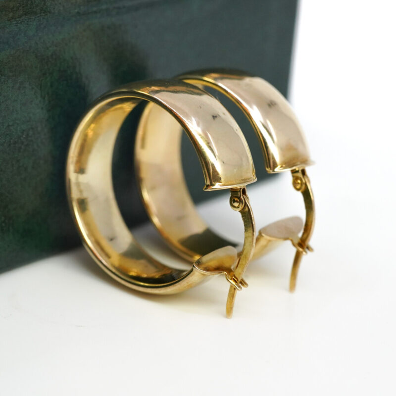 9ct Yellow Gold Wide Hoop Earrings #65583 - Image 4