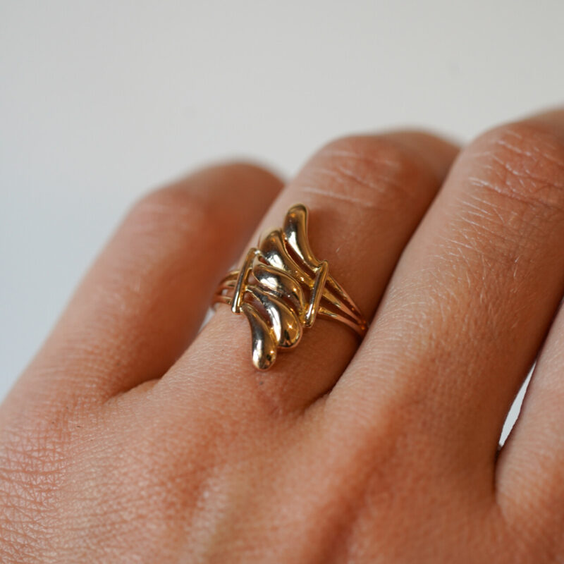 18ct Yellow Gold Abstract Statement Ring Size N #65776 - Image 3