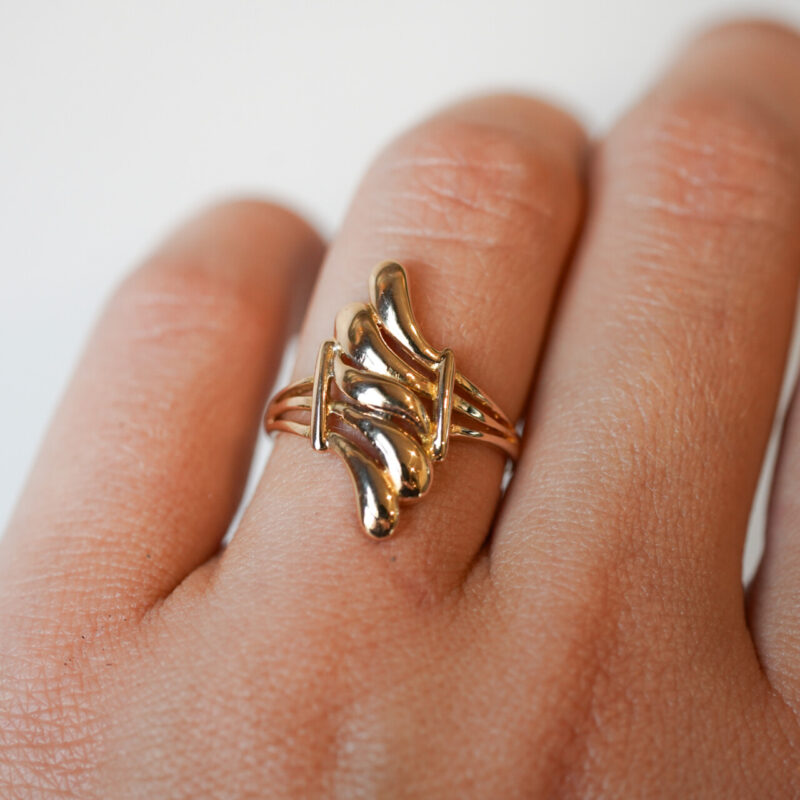 18ct Yellow Gold Abstract Statement Ring Size N #65776 - Image 2