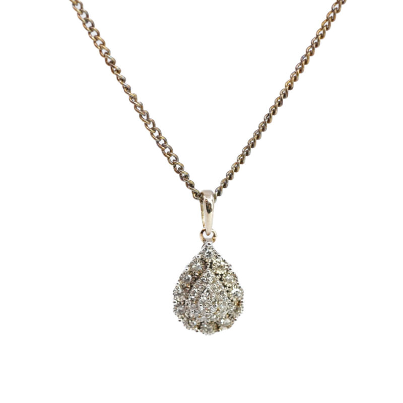 9ct Yellow Gold Diamond Drop Pendant RRP $449 on Gold Plated Chain #65397 - Image 5