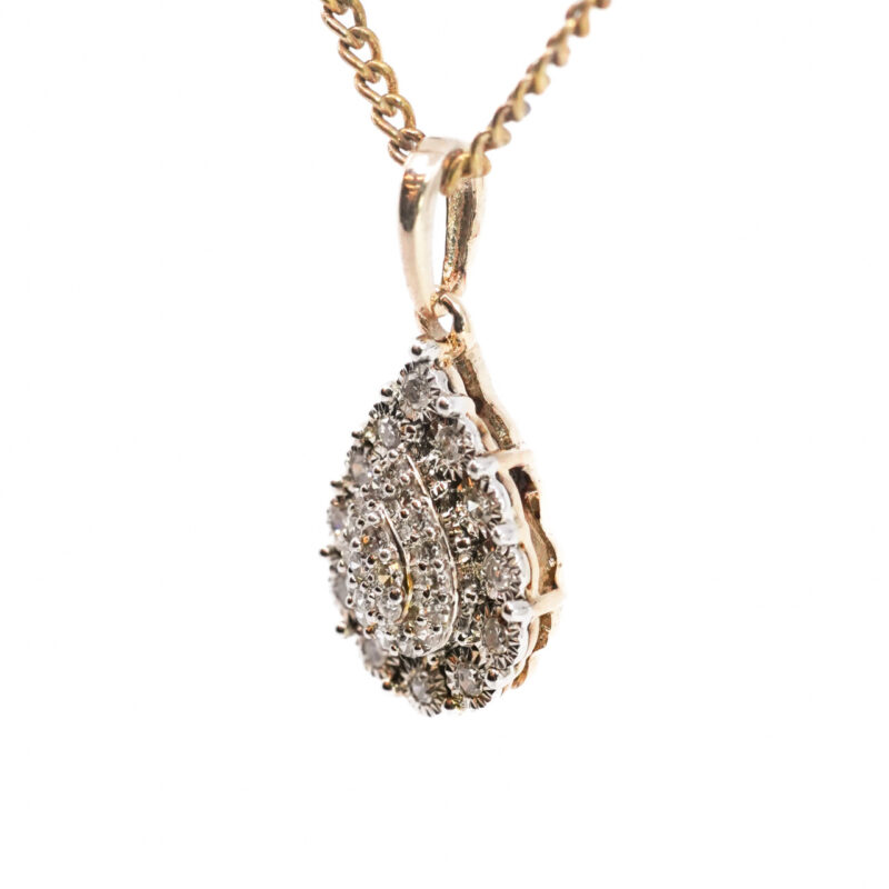 9ct Yellow Gold Diamond Drop Pendant RRP $449 on Gold Plated Chain #65397 - Image 6