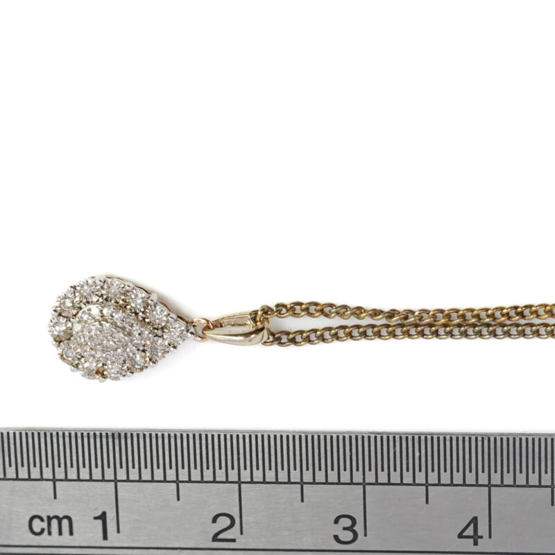 9ct Yellow Gold Diamond Drop Pendant RRP $449 on Gold Plated Chain #65397 - Image 4