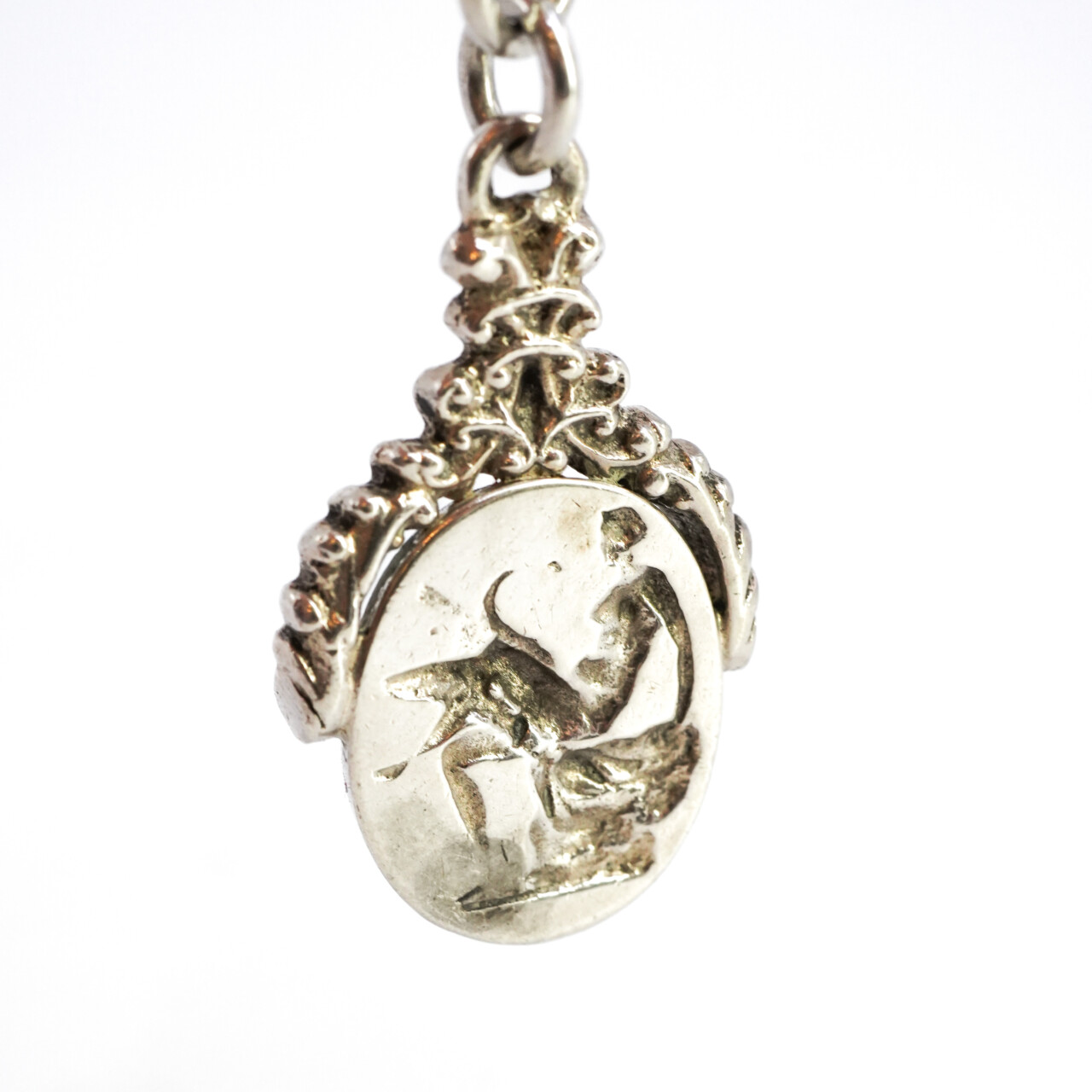 Vintage Ornate Sterling Silver Pendant – Roman-Style Engraving #65693