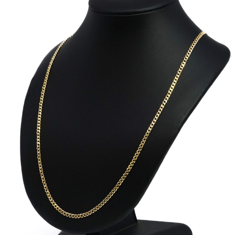 Diamond-Cut Curb Link Chain – Yellow Gold Vermeil 60cm #65791 - Image 8