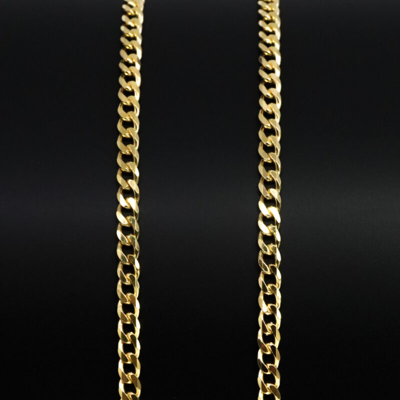 Diamond-Cut Curb Link Chain – Yellow Gold Vermeil 60cm #65791 - Image 3