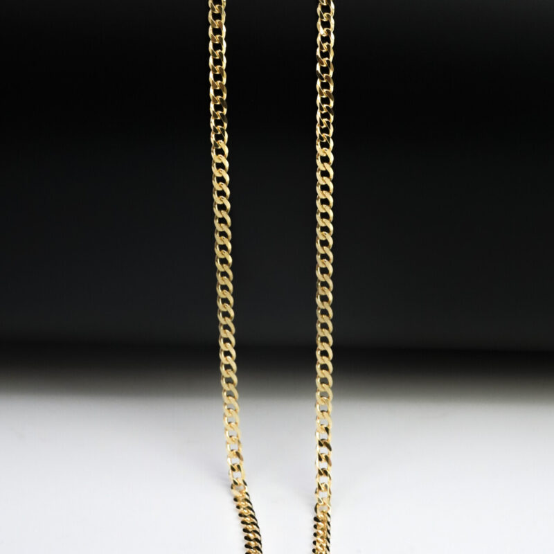 Diamond-Cut Curb Link Chain – Yellow Gold Vermeil 60cm #65791 - Image 2