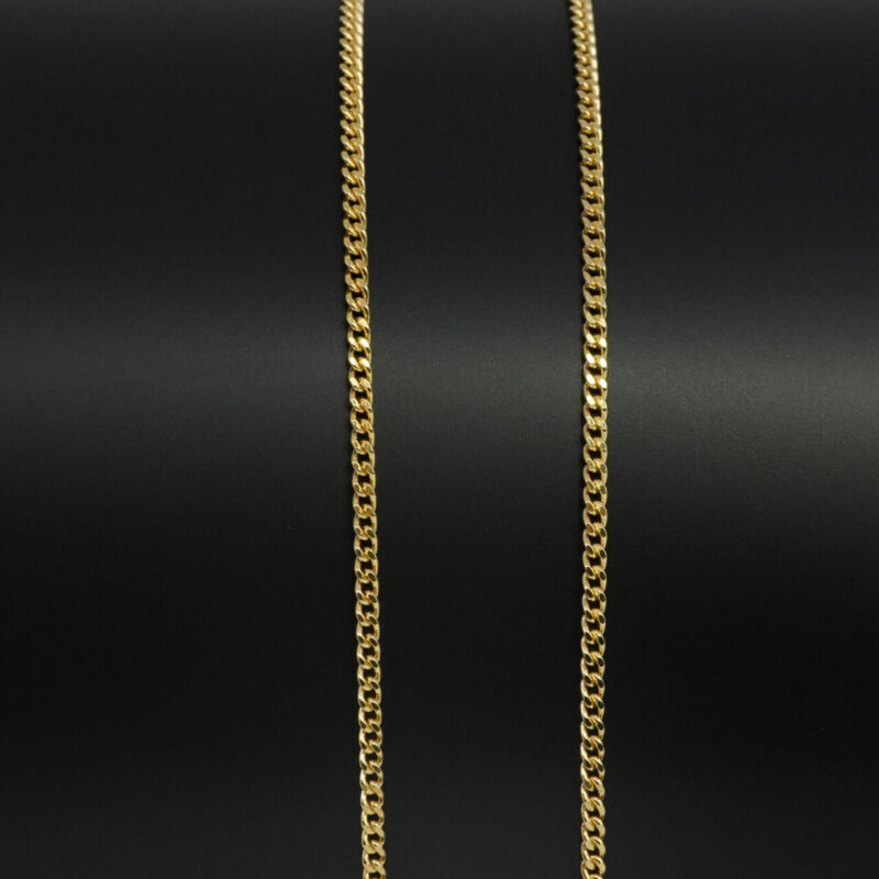 Diamond-Cut Curb Link Chain – Yellow Gold Vermeil 55cm #65787 - Image 3