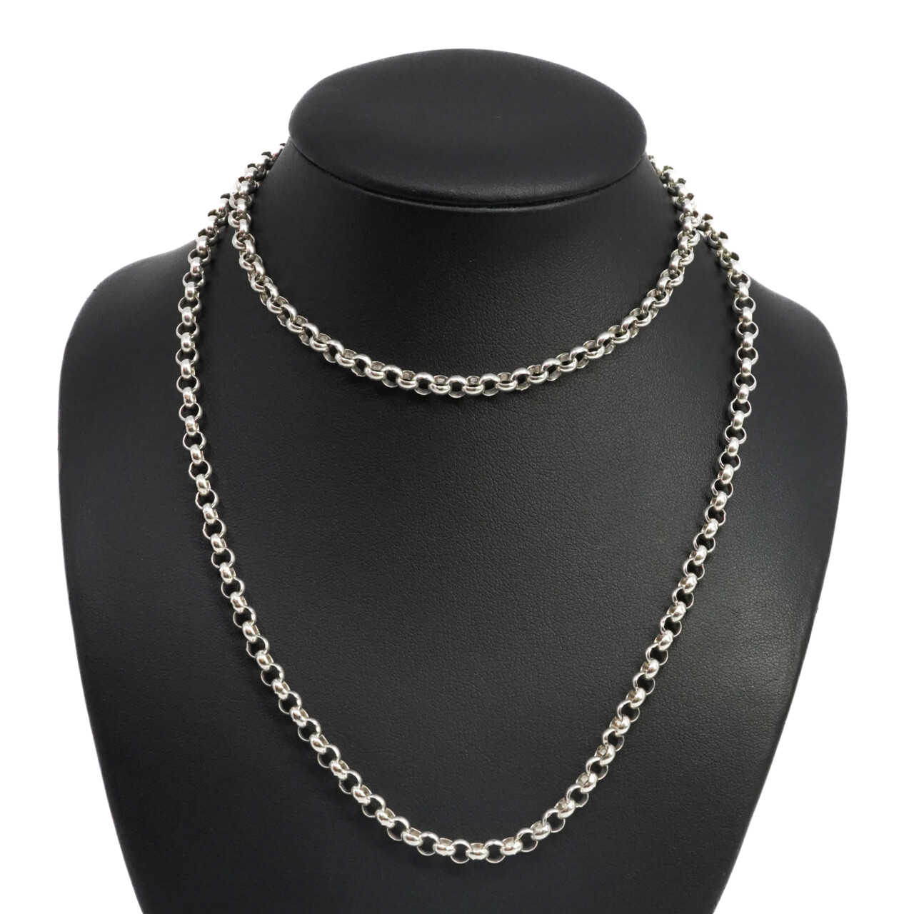 Sterling Silver Round Belcher Link Chain Long Necklace 71.5cm #65065