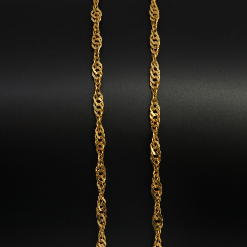 22ct Yellow Gold Singapore Link Chain Necklace 53cm #65783 - Image 5