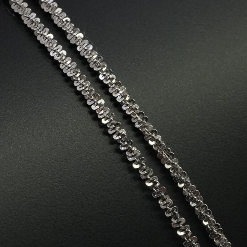 14ct White Gold Singapore Link Chain Necklace 44cm #65378 - Image 2