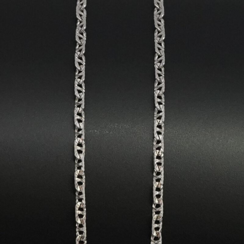 14ct White Gold Diamond Cut Anchor Link Chain Necklace 40cm #65377 - Image 3