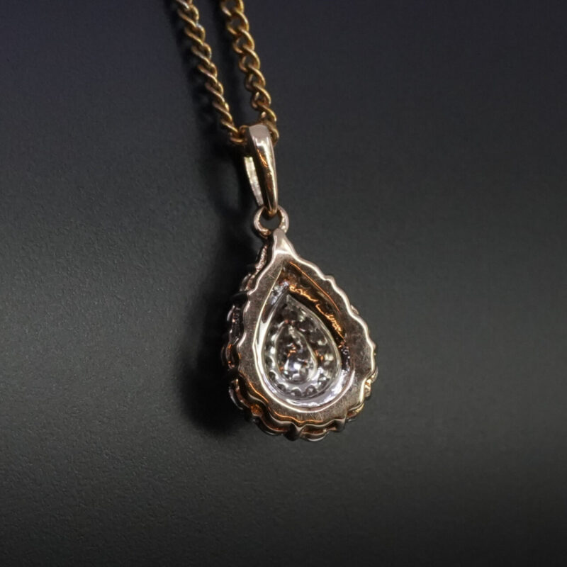 9ct Yellow Gold Diamond Drop Pendant RRP $449 on Gold Plated Chain #65397 - Image 3