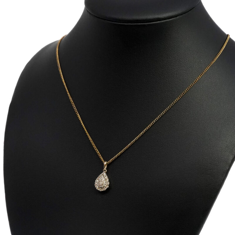 9ct Yellow Gold Diamond Drop Pendant RRP $449 on Gold Plated Chain #65397 - Image 9