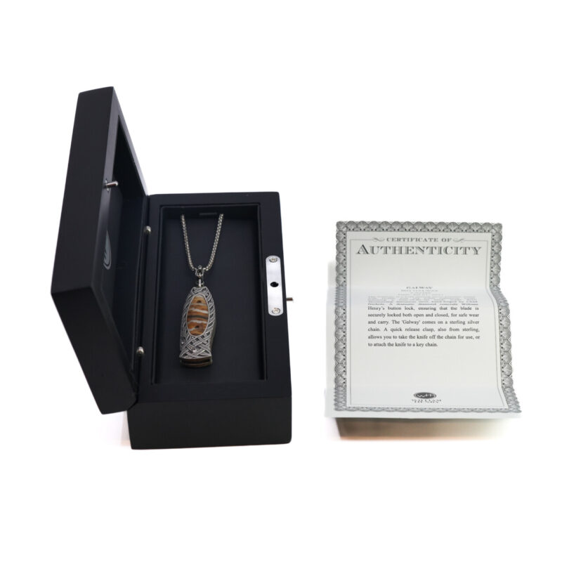 William Henry Galway Damascus Knife & Silver Chain with Receipt, Box & Cert #65264 - Image 3