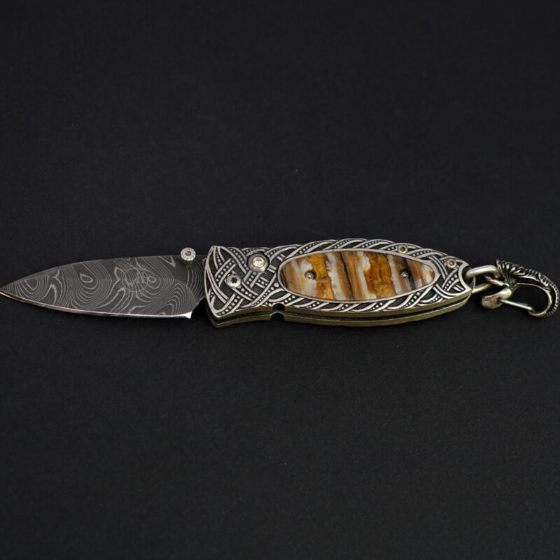 William Henry Galway Damascus Knife & Silver Chain with Receipt, Box & Cert #65264 - Image 4