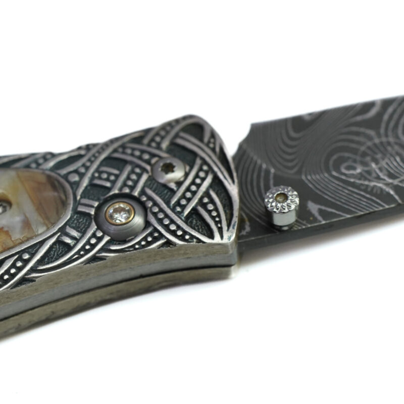 William Henry Galway Damascus Knife & Silver Chain with Receipt, Box & Cert #65264 - Image 14