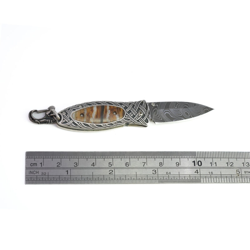 William Henry Galway Damascus Knife & Silver Chain with Receipt, Box & Cert #65264 - Image 9