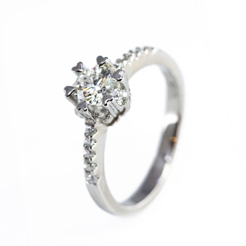 0.61ct TDW Diamond Heart Engagement Ring 14ct White Gold Val $4450 Size I #65376 - Image 7