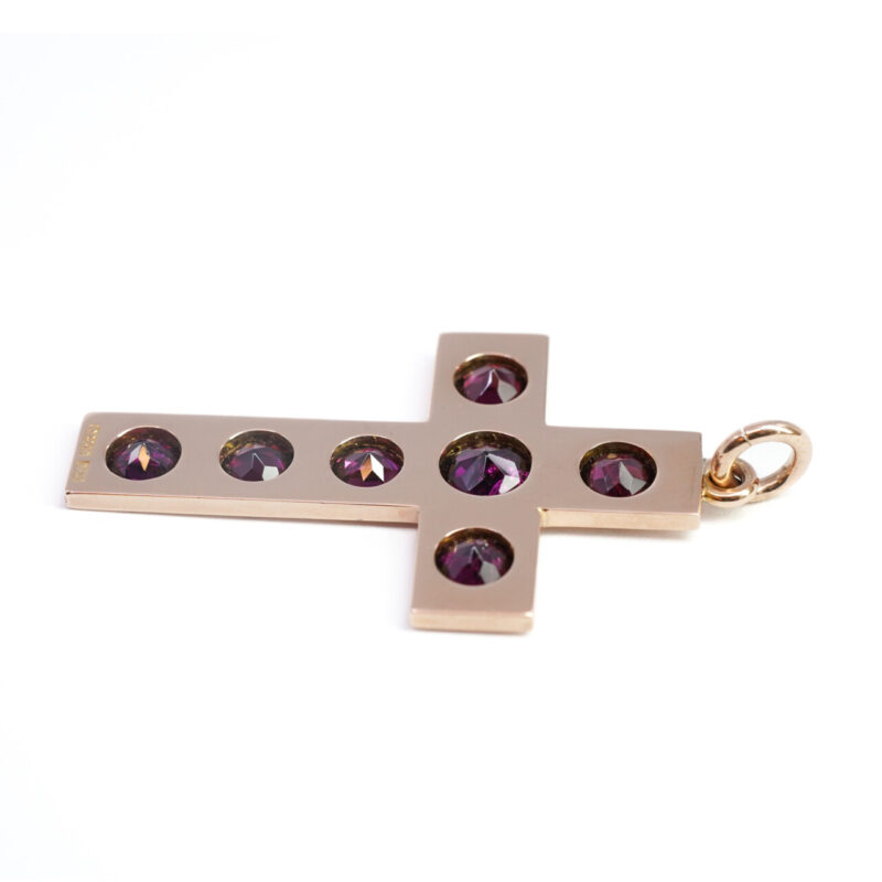 Antique Australian15ct Rose Gold Rhodolite Garnet Cross Pendant c/1900's Val $4500 #57819 - Image 10