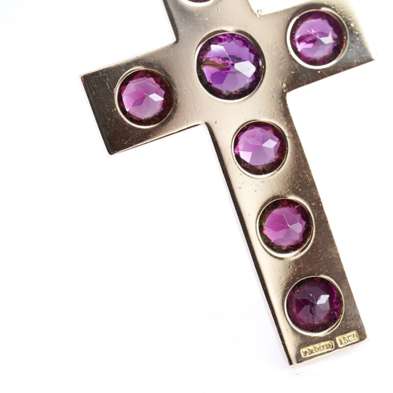 Antique Australian15ct Rose Gold Rhodolite Garnet Cross Pendant c/1900's Val $4500 #57819 - Image 9