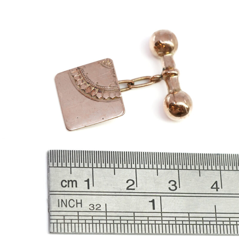 Vintage 9ct Rose Gold Square Shaped Cufflinks #65517 - Image 4