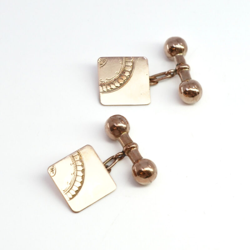 Vintage 9ct Rose Gold Square Shaped Cufflinks #65517