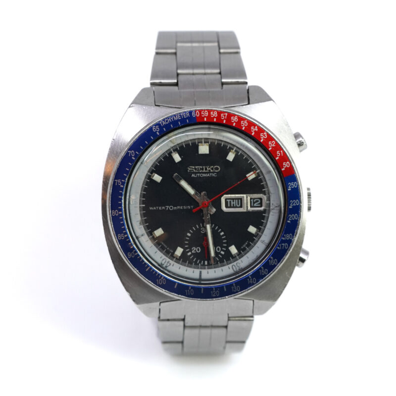 Vintage Seiko 6139-6005 Dial-6009T Pepsi Chronograph Watch (c.1971) #65457 - Image 4