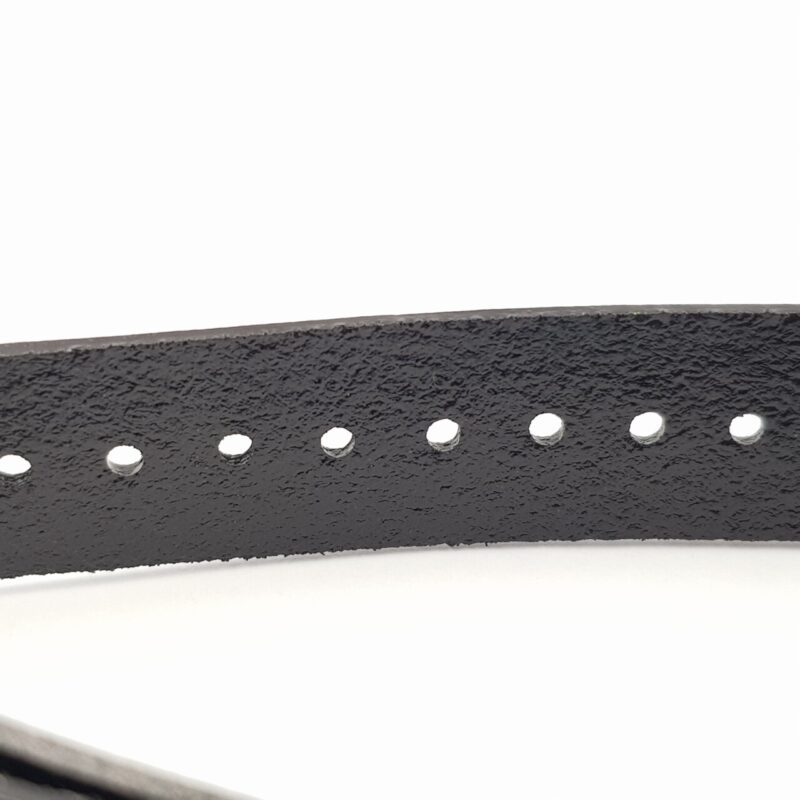 18mm Leather Military-Style Watch Strap – Black with Silver Buckle #65631